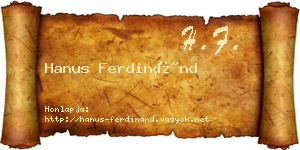 Hanus Ferdinánd névjegykártya